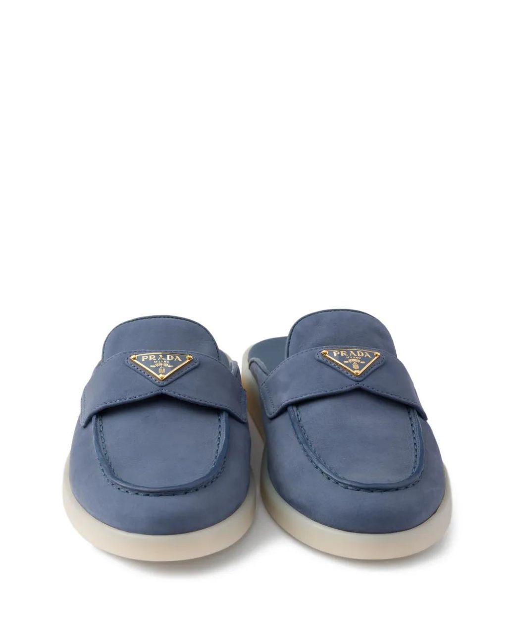 Prada Blue Nubuck Mules