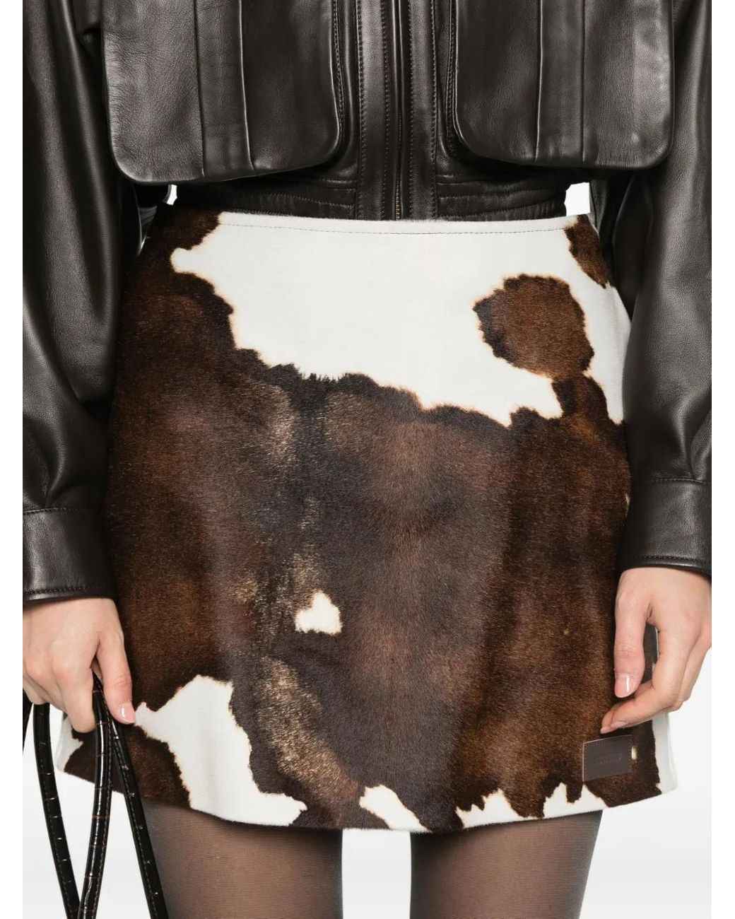 Moschino Brown Cow-Print Mini Skirt