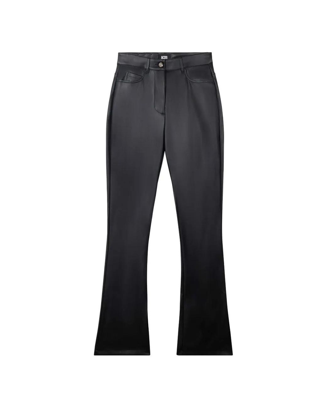Gcds Black Flare-Leg Faux-Leather Trousers