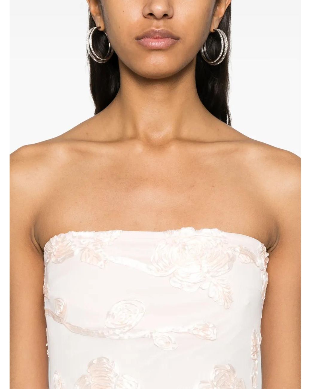 ROTATE BIRGER CHRISTENSEN White Flower Mesh Tube Dress