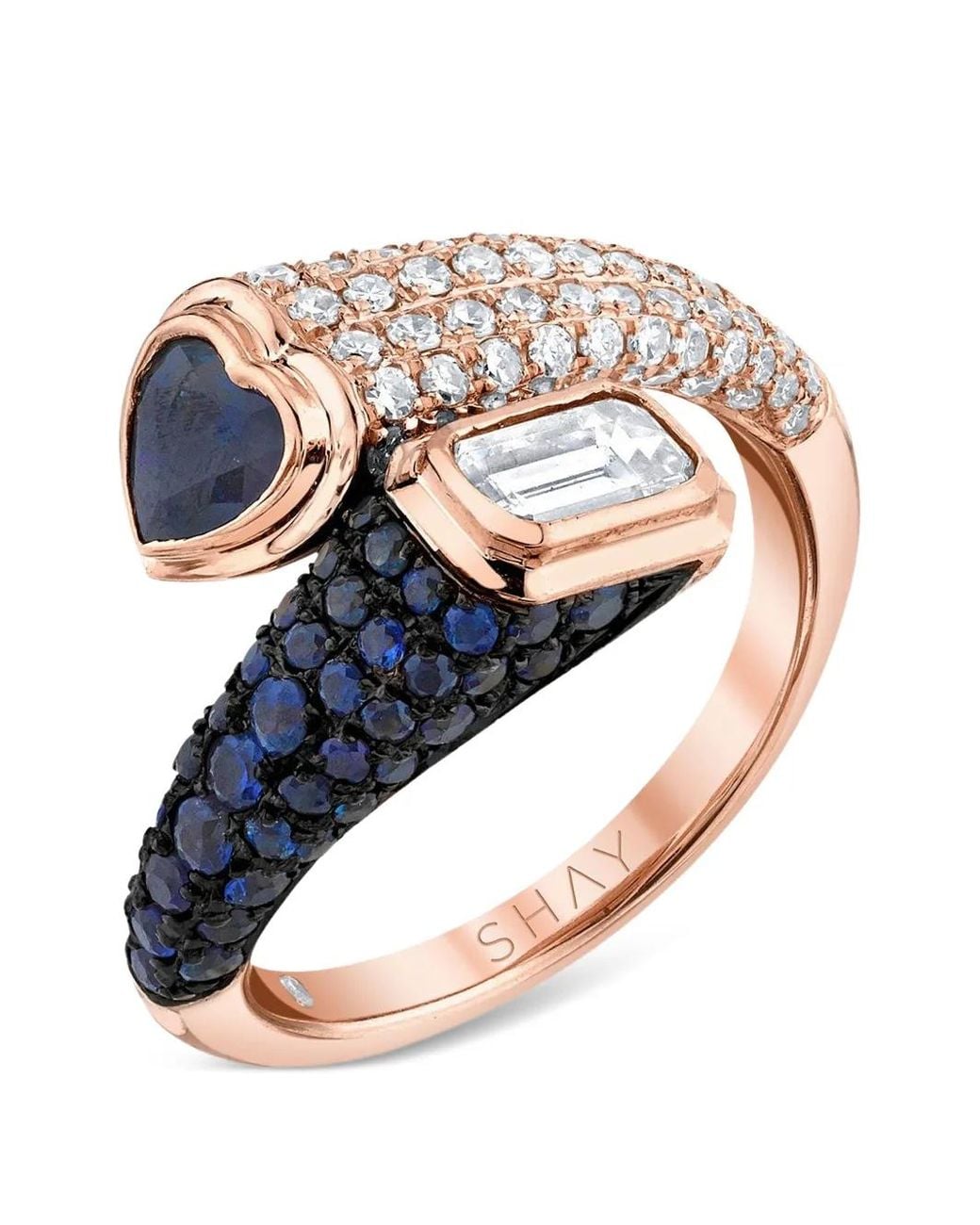 SHAY Blue Sapphire And Diamond Heart Ring