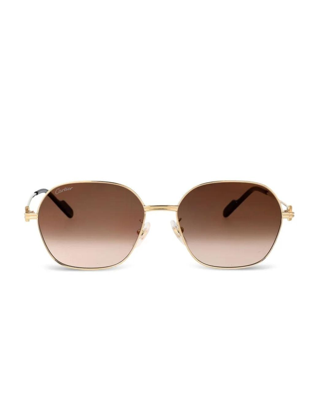 Cartier Brown Geometric-Frame Sunglasses