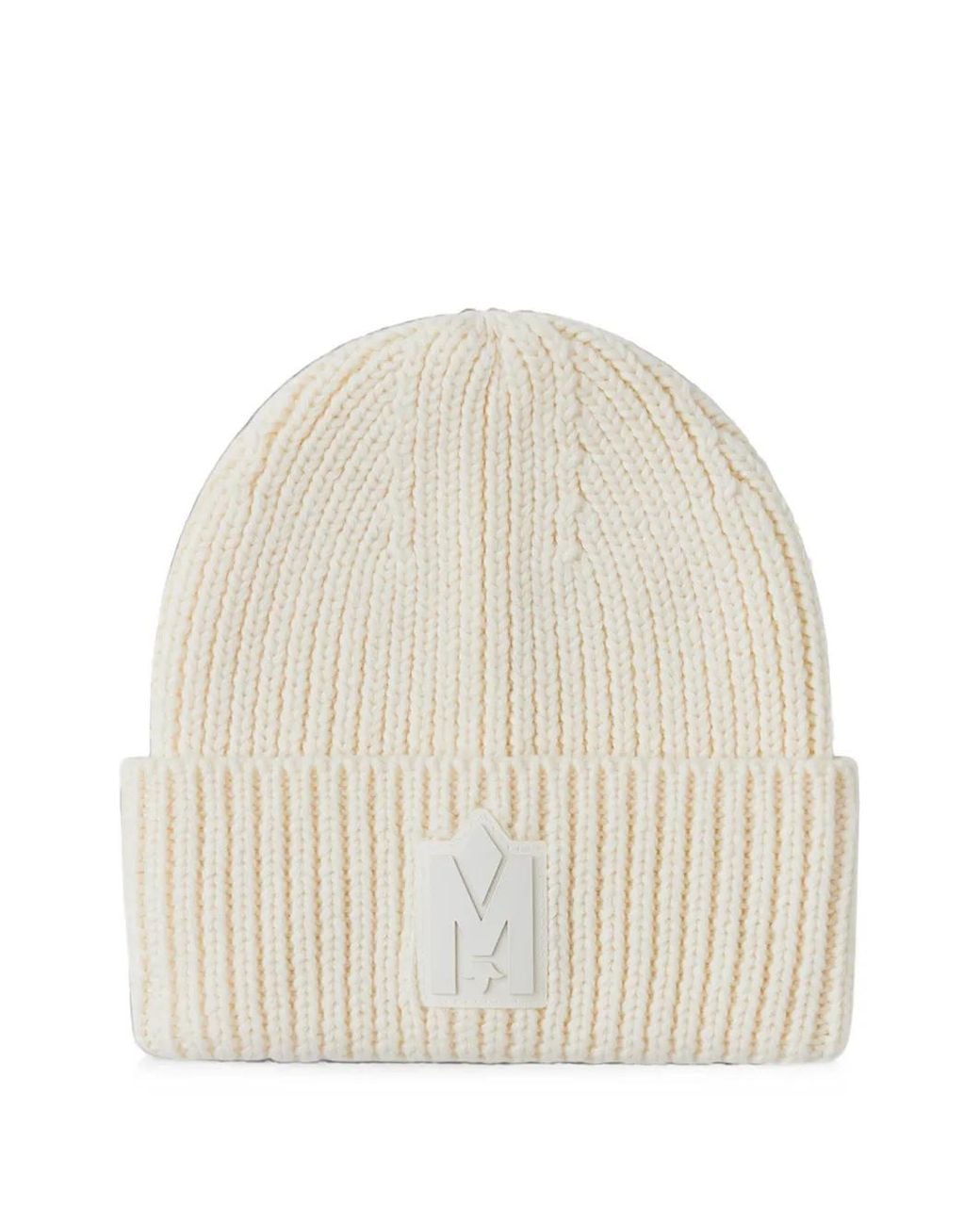 Mackage Natural Jude-Mz Logo-Patch Beanie Hat