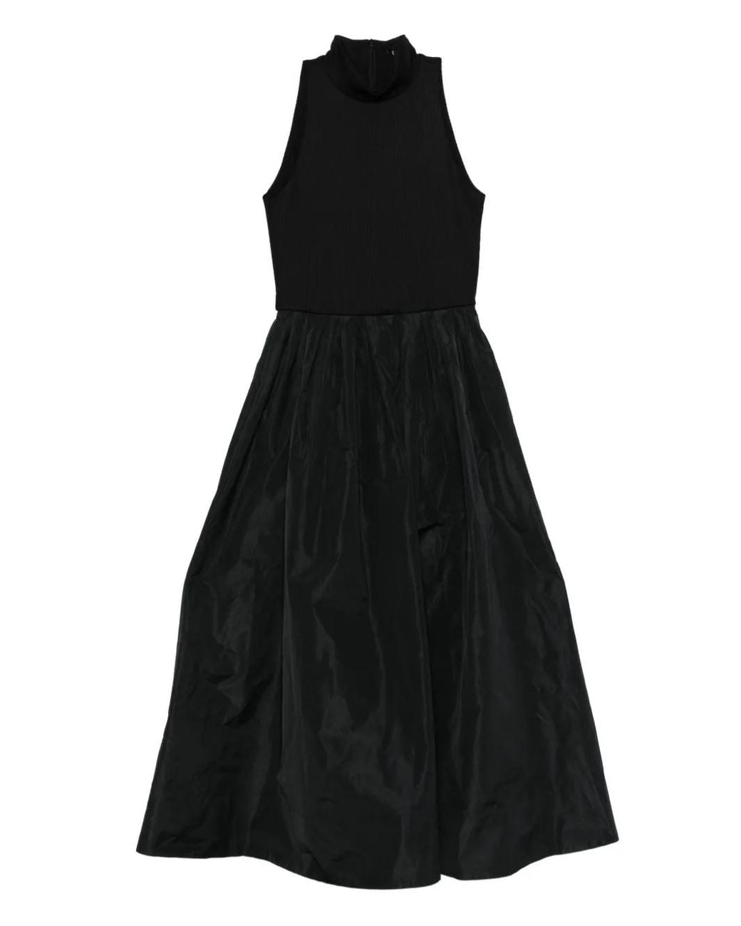 Maje Black Mixed-Material Taffeta Dress