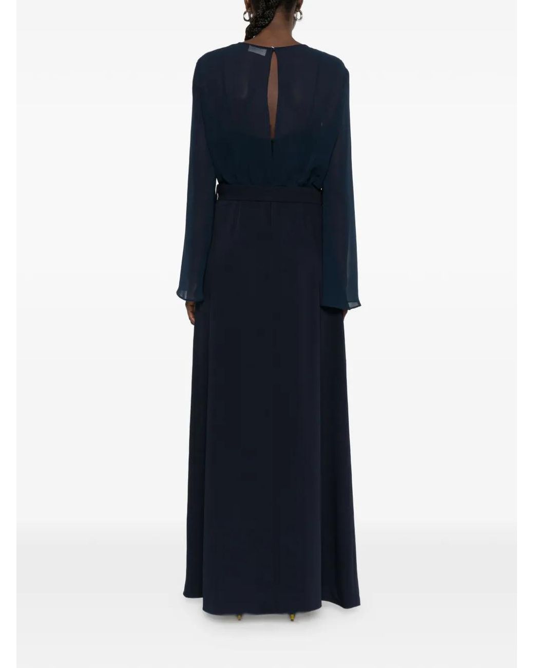 P.A.R.O.S.H. Blue Crew-Neck Maxi Dress
