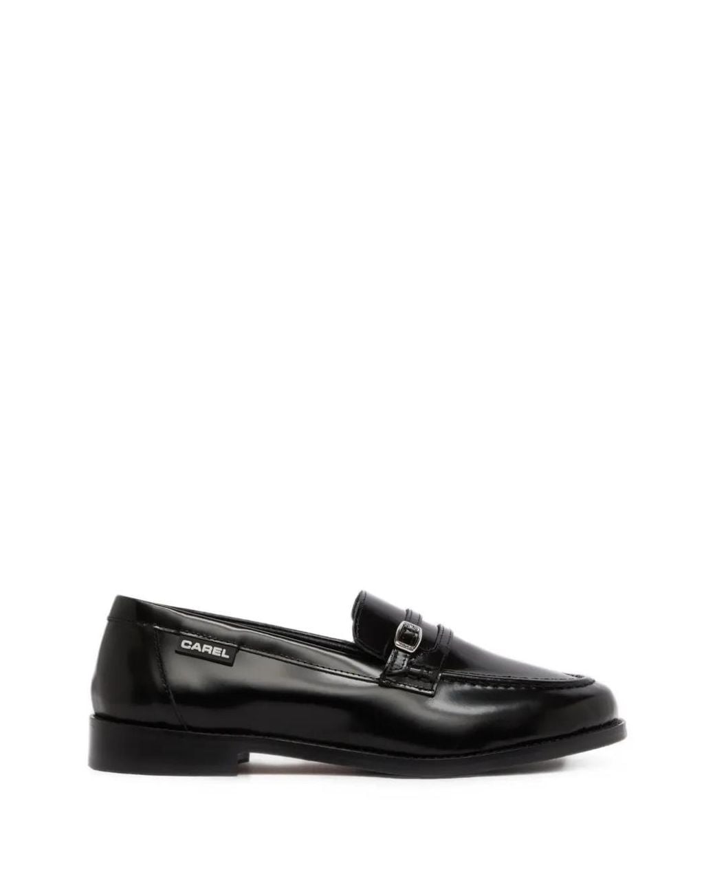 CAREL PARIS Black Gina Buckle-Strap Leather Loafers
