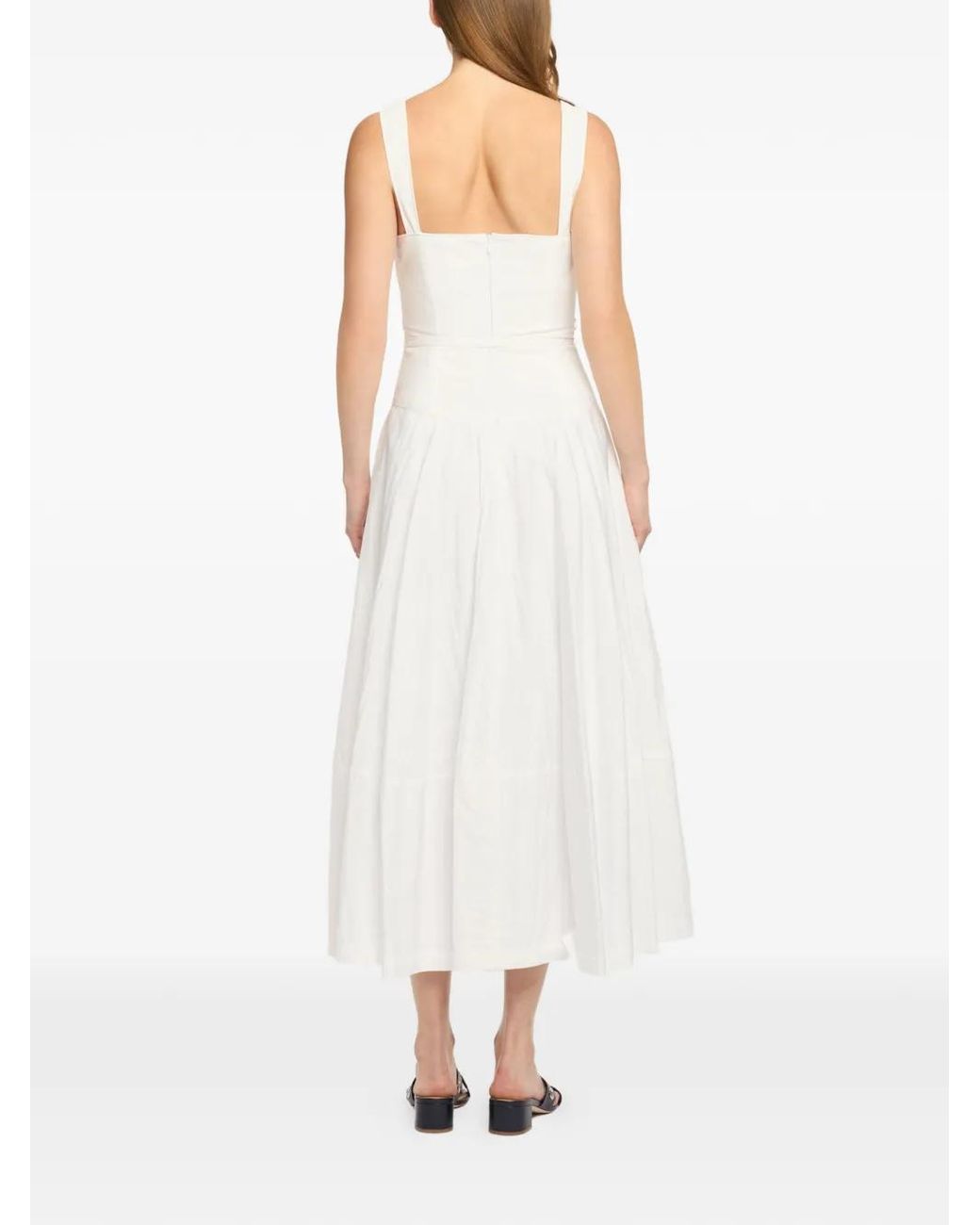 Cinq À Sept White Jerome Sweetheart-Neck Tie Midi Dress