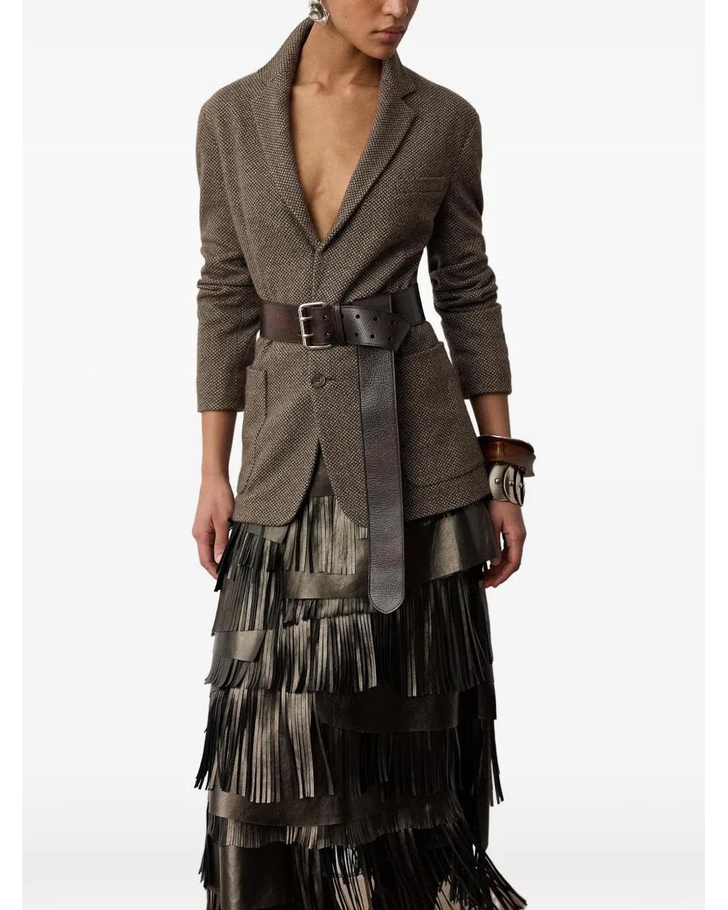 Ralph Lauren Black Belinda Metallic Lambskin Skirt