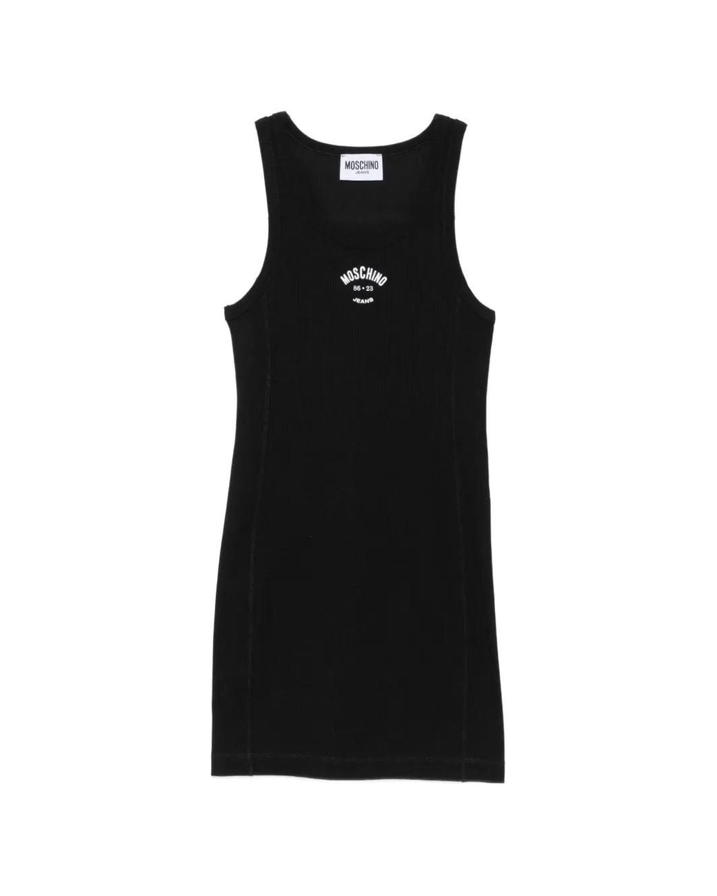 Moschino Black Ribbed Sleeveless Mini Dress