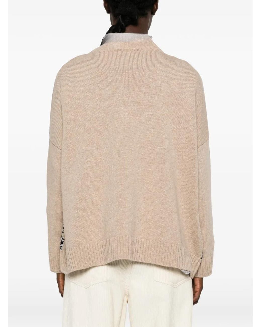 Weekend by Maxmara Natural Pavidi Intarsia-Knit Crew-Neck Sweater