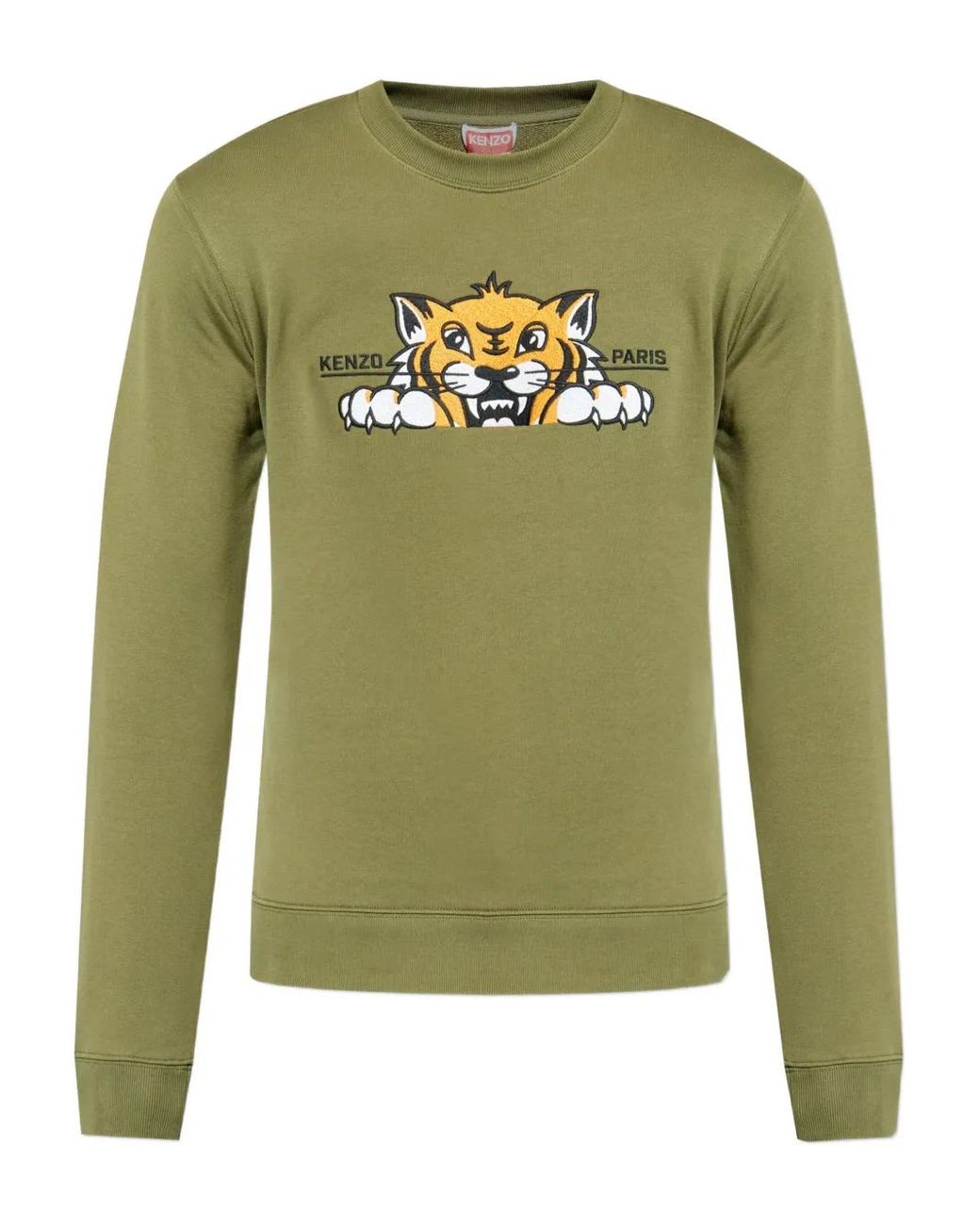 KENZO Green Tiger-Print Crew Neck Sweatshirt for men