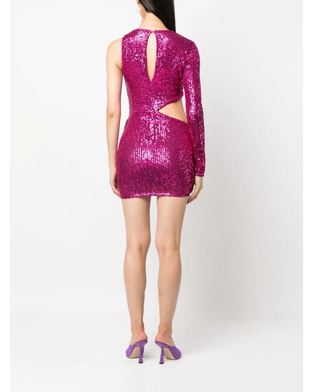 Patrizia Pepe Purple Cut-Out Sequin Minidress
