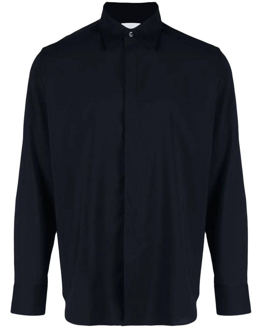 PT Torino Blue Long-Sleeved Virgin Wool Shirt for men