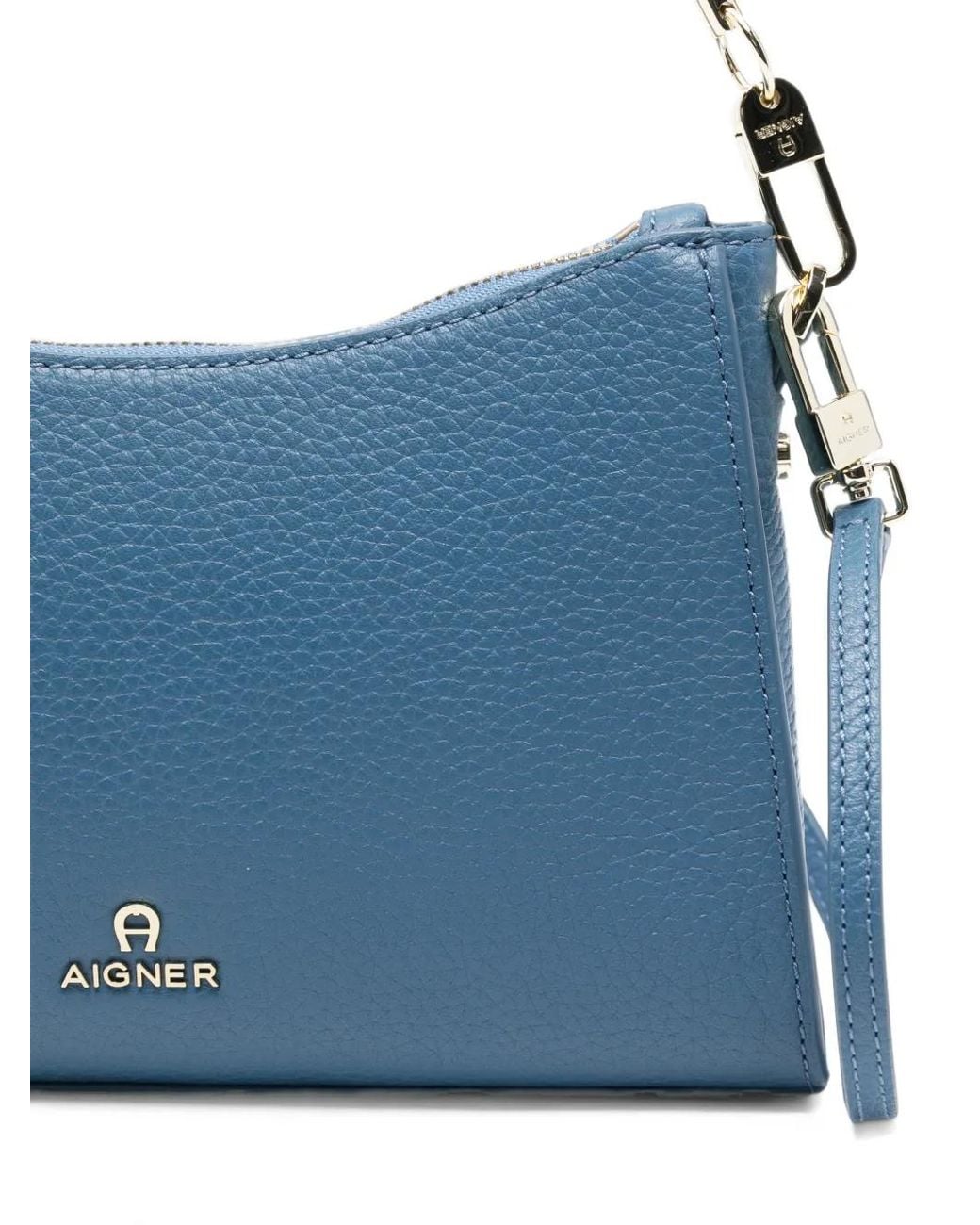Aigner Blue Ivy Grained Leather Shoulder Bag