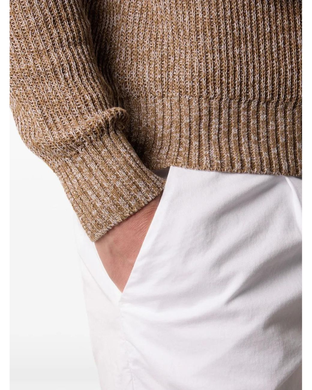 Brooks Brothers Natural V-Neck Mouliné Sweater for men