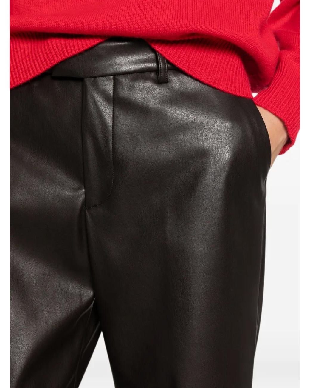 Berwich Gray Faux-Leather Wide-Leg Trousers