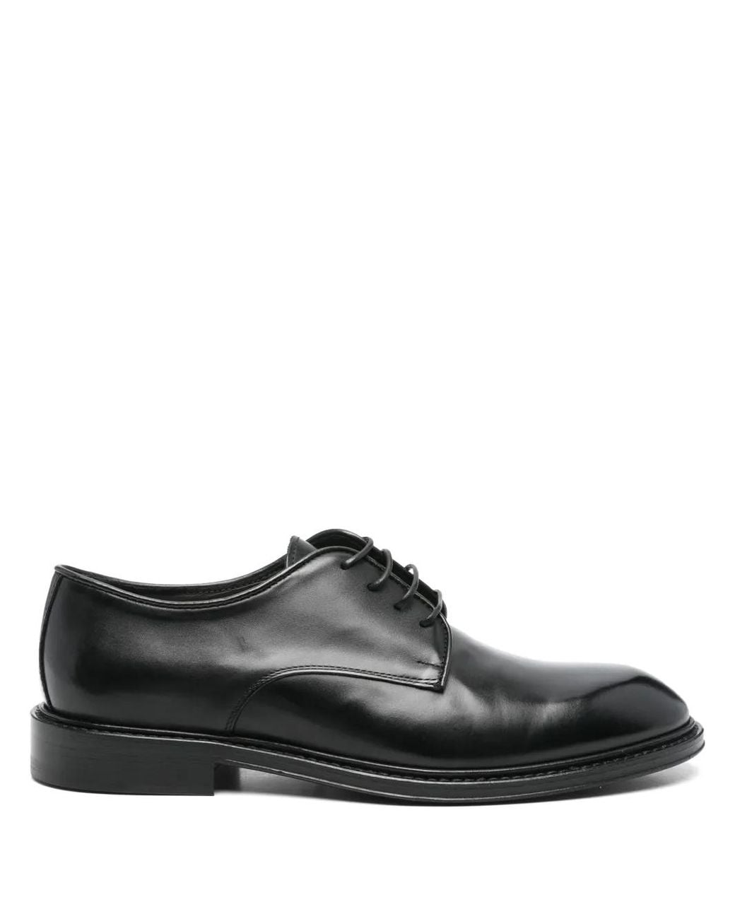 Corneliani Black Leather Derby Shoes for men