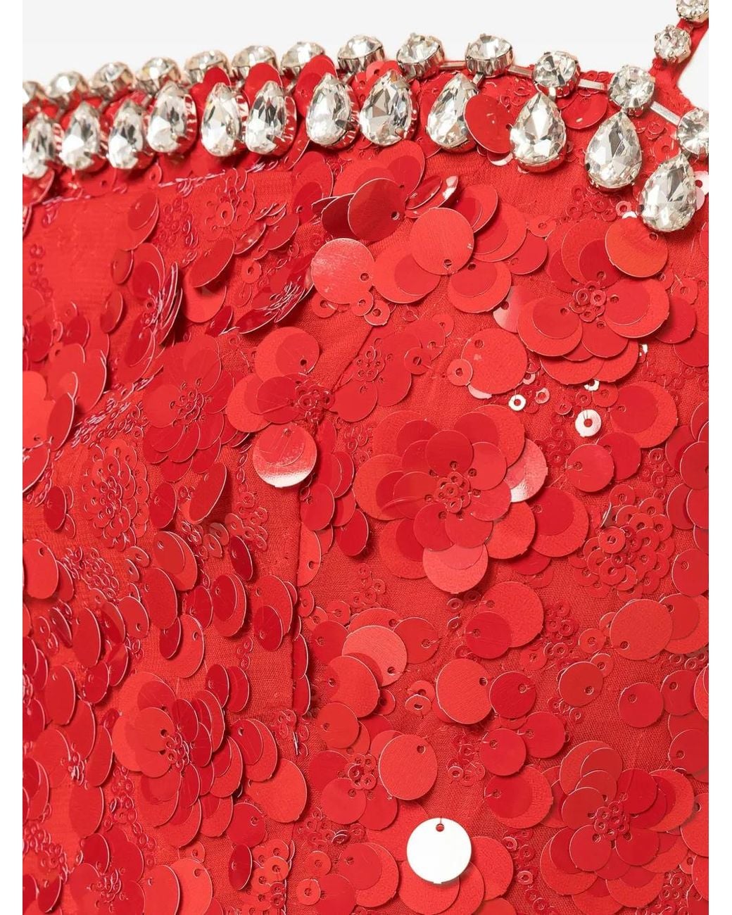 Nissa Red Crystal-Embellished Sequin Dress
