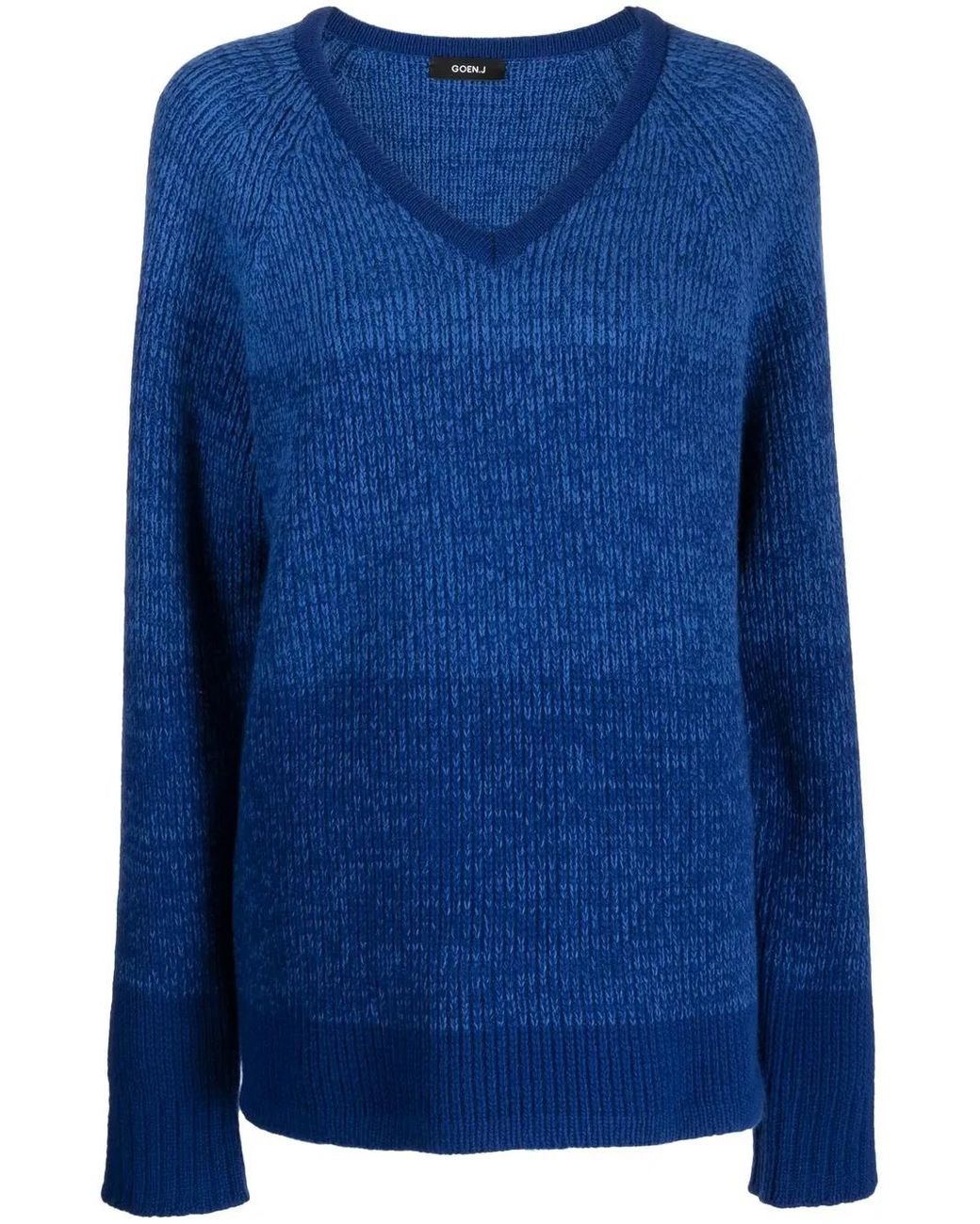 Goen.J Blue Gerippter Pullover