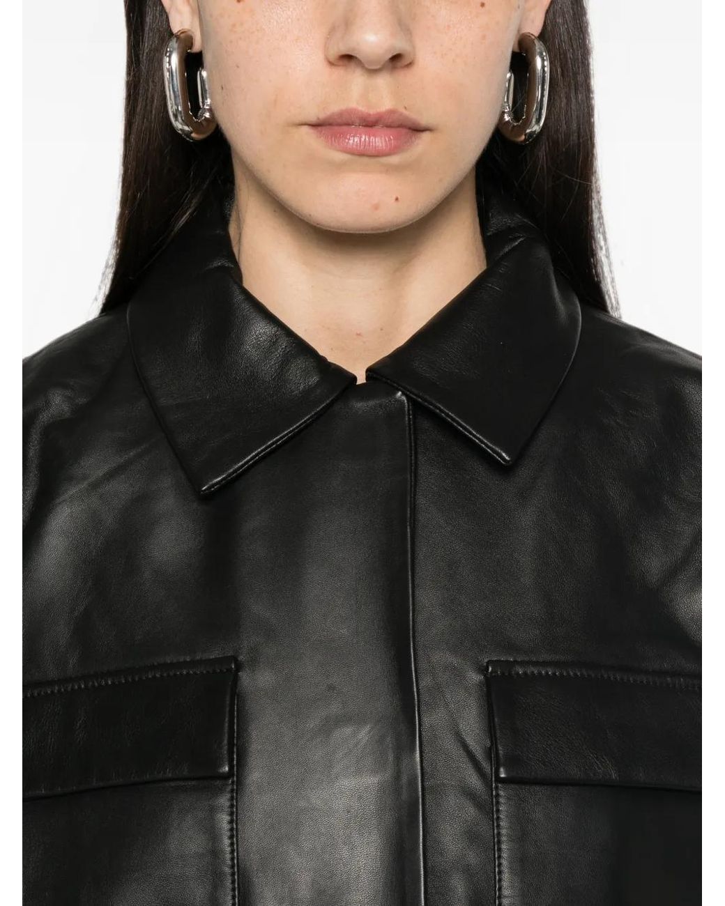 St. Agni Black Flap-Pocket Leather Jacket