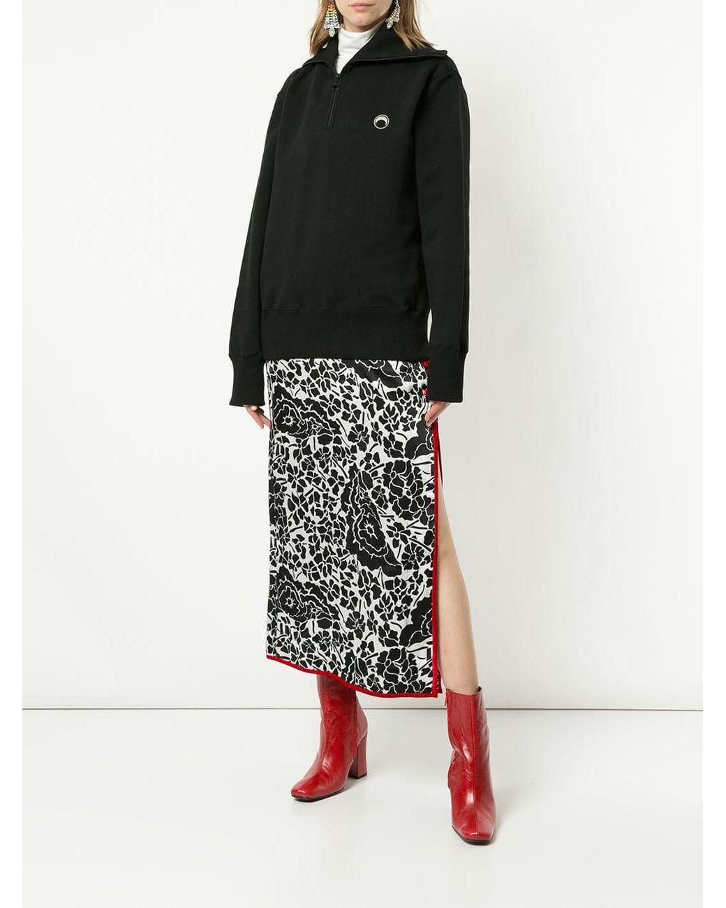 MARINE SERRE ブラック スウェット Half-Zip Sweater Marine Serre Half-zip Jumper in Black | Lyst