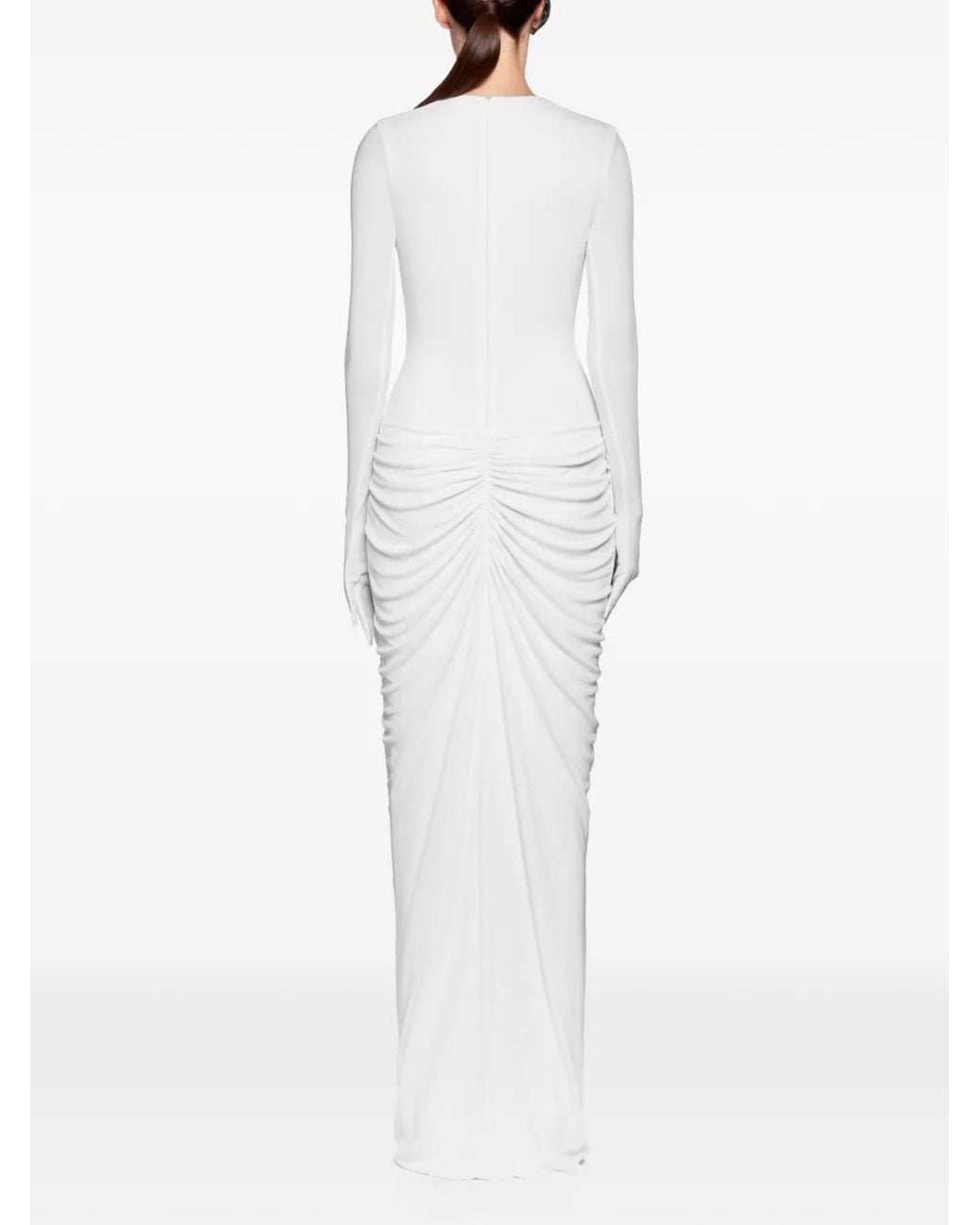 Chats by C.Dam White Zayra Long-Sleeved Maxi Dress