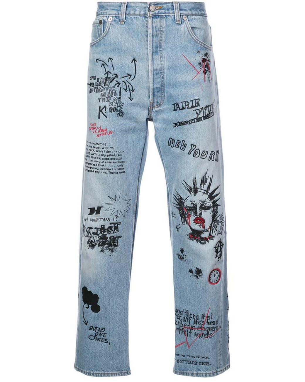 R13 Graffiti Logo Jeans in Blue for Men Lyst UK