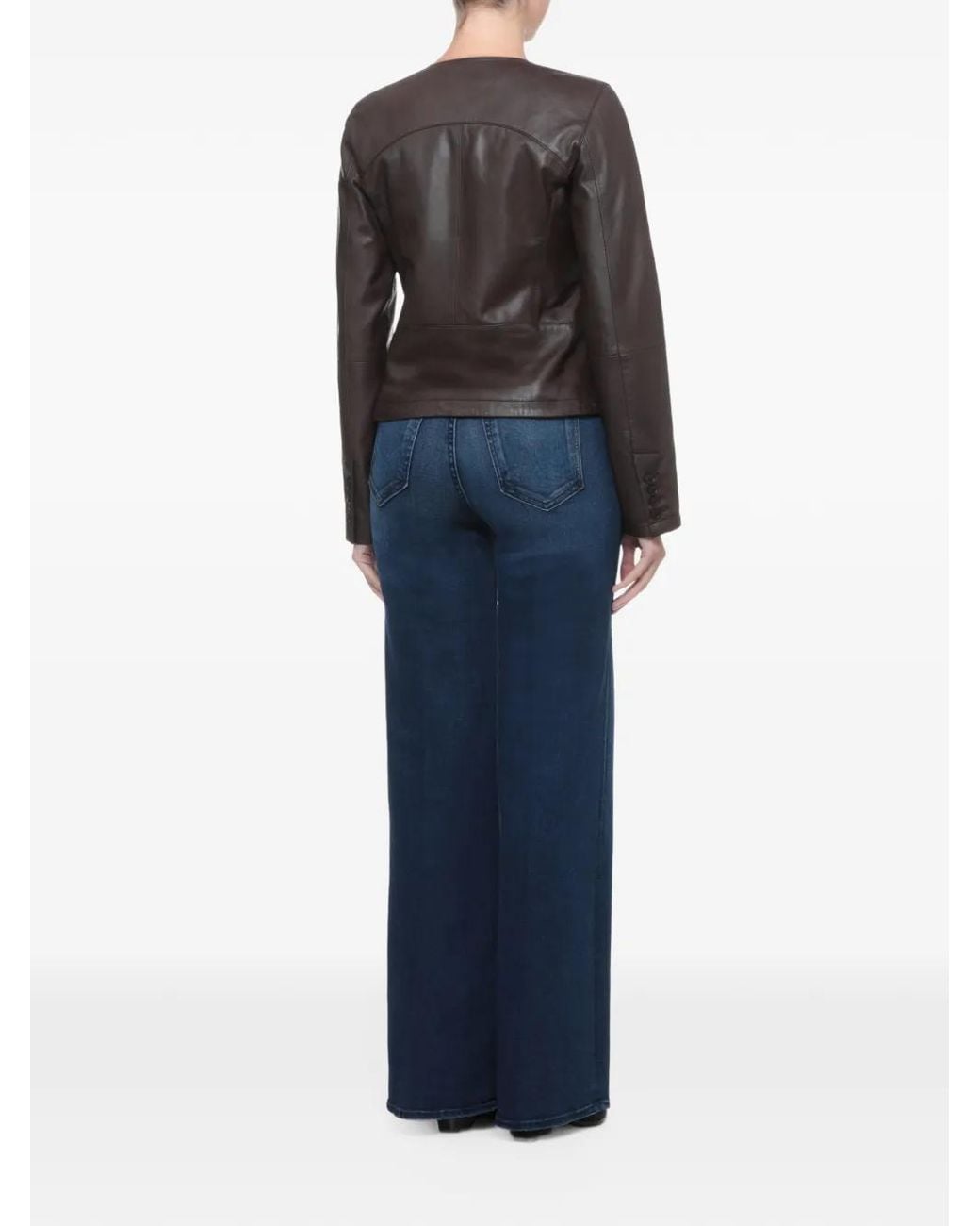 Bully Gray Button-Fastening Leather Jacket