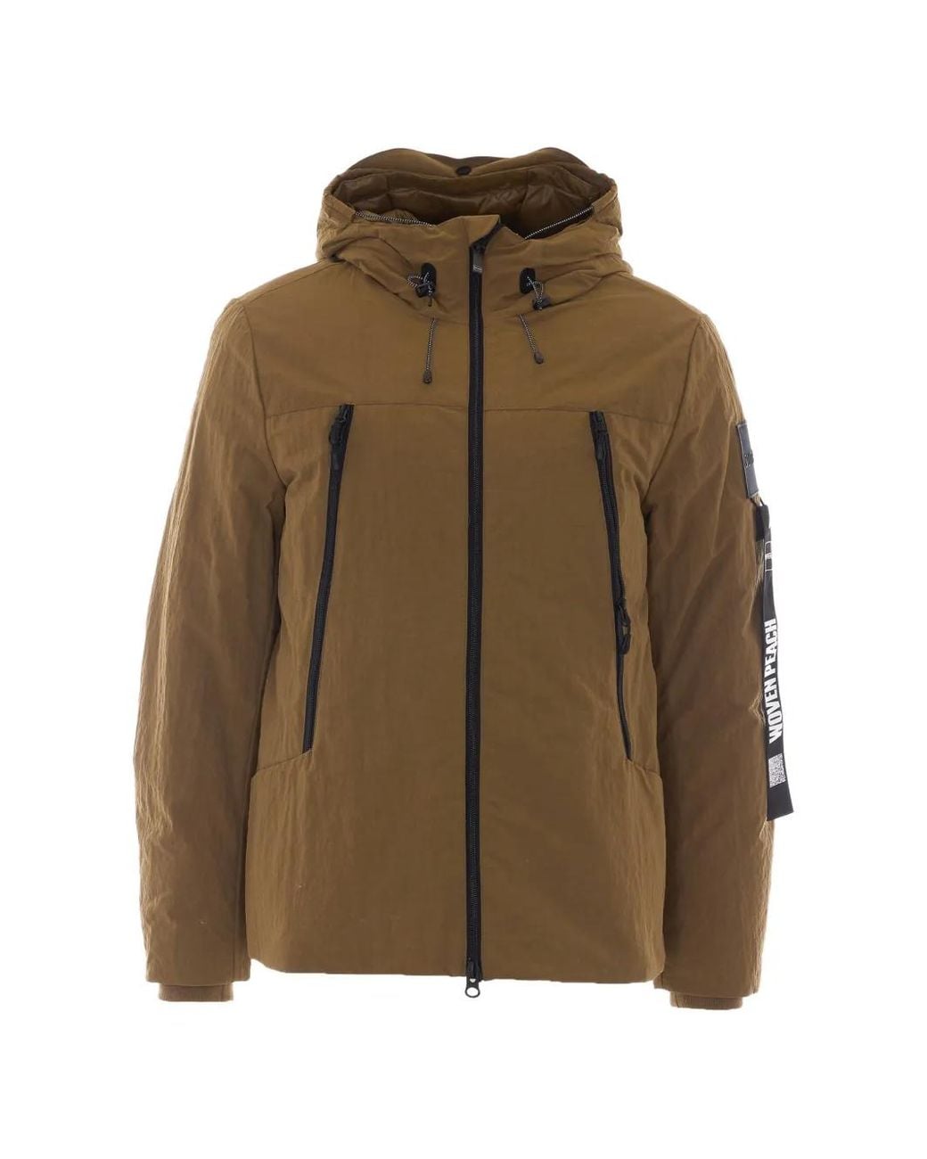OUTHERE Brown Hooded Logo-Patch Jacket for men