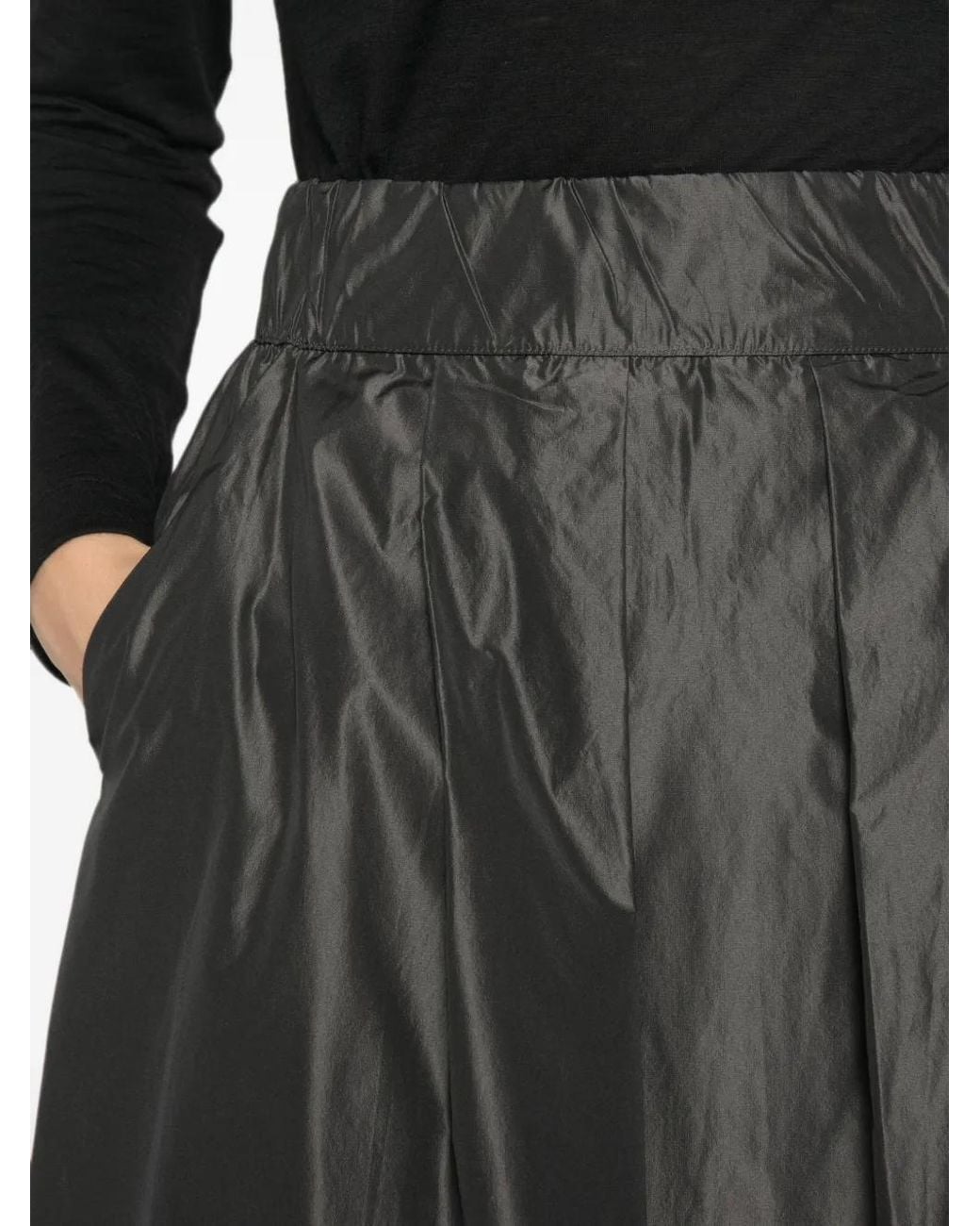 Whyci Gray A-Line Pleated Midi Skirt