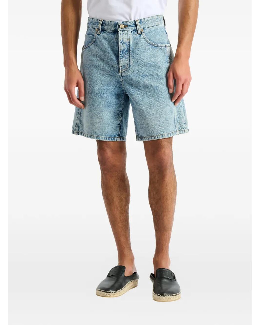 Balmain Blue Light Denim Bermuda Shorts for men