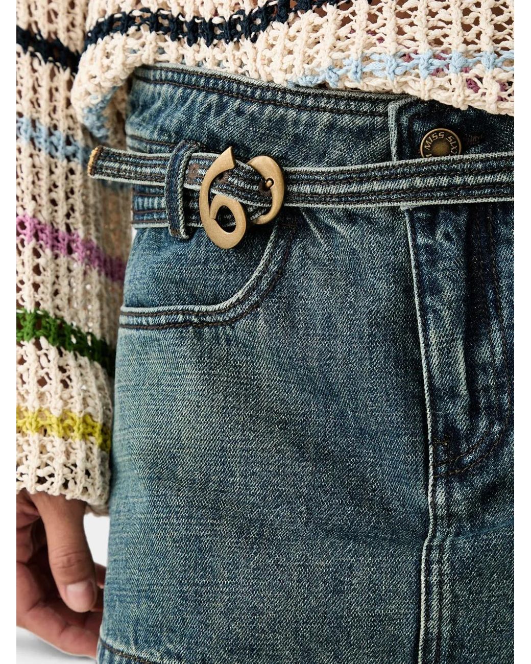 Miss Sixty Blue Belted Denim Shorts