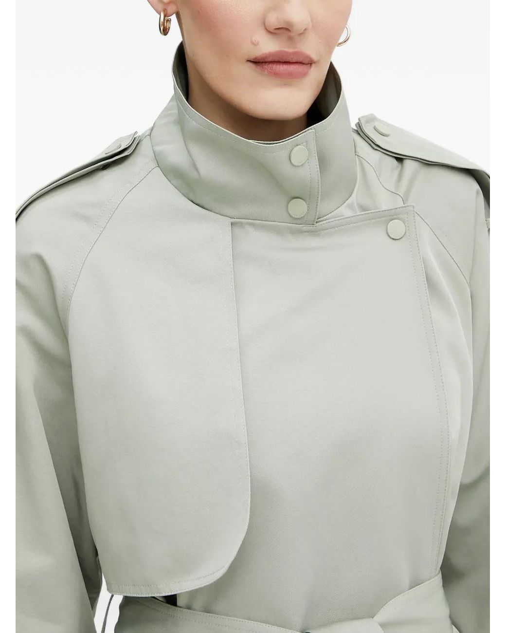 Morgan Gray Belted High-Neck Coat
