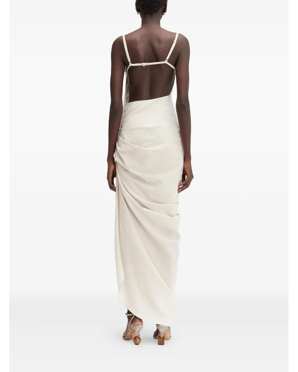 Jacquemus White Saudade Draped Open-Back Maxi Dress