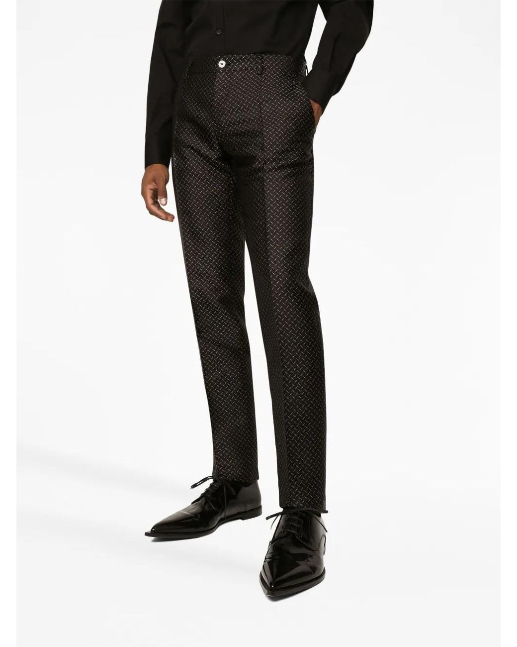 Dolce & Gabbana Black Martini-Fit Jacquard Single-Breasted Suit for men