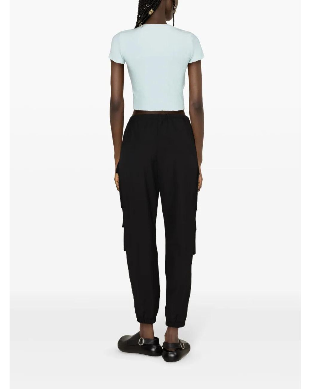 Moschino Blue Logo-Appliqué Cropped T-Shirt