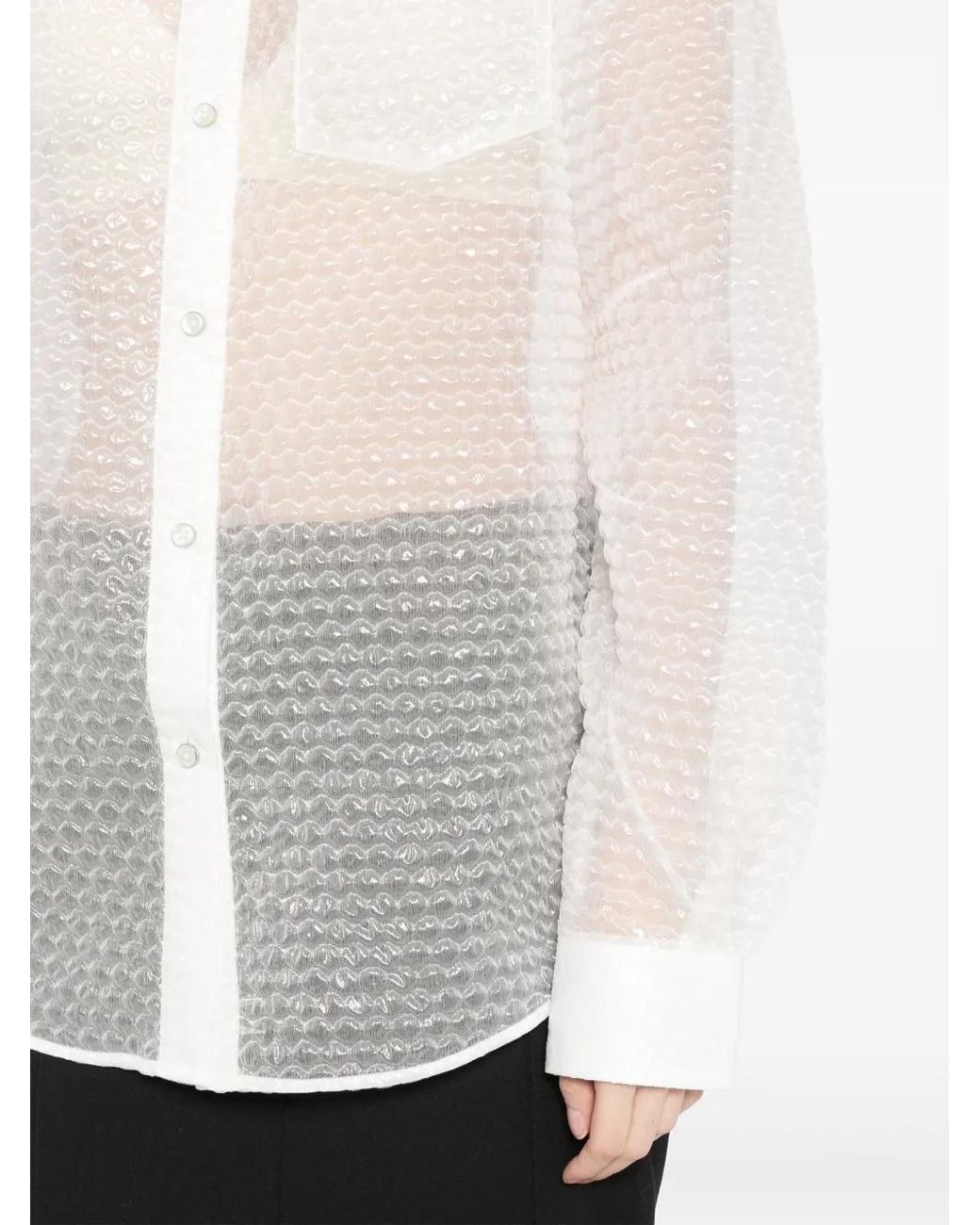 Helmut Lang White Curved Bubblewrap Shirt