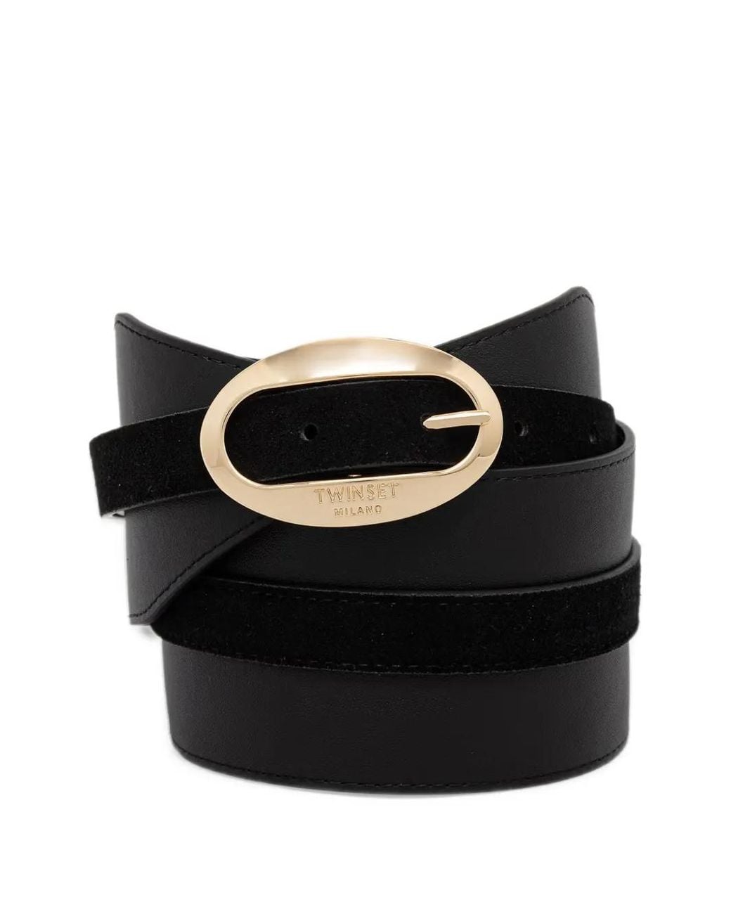 Twinset Black Oval-Buckle Panelled Belt