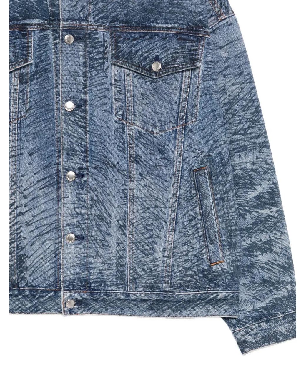 Alexander Wang Blue Marker-Print Denim Jacket for men