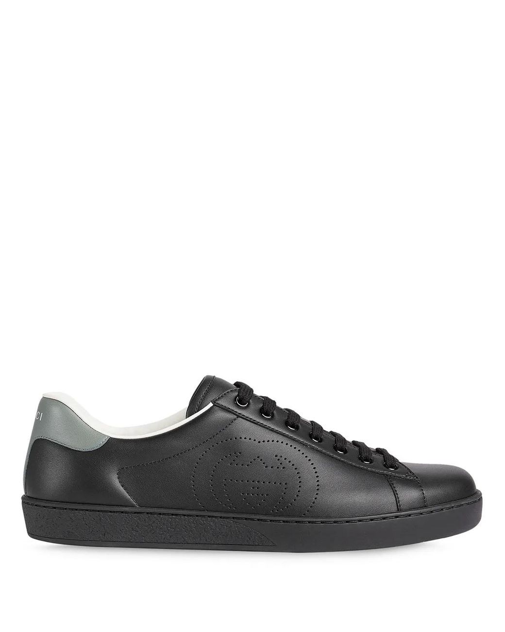 Gucci Black New Ace Perforated Leather Mid-top Trainers for men