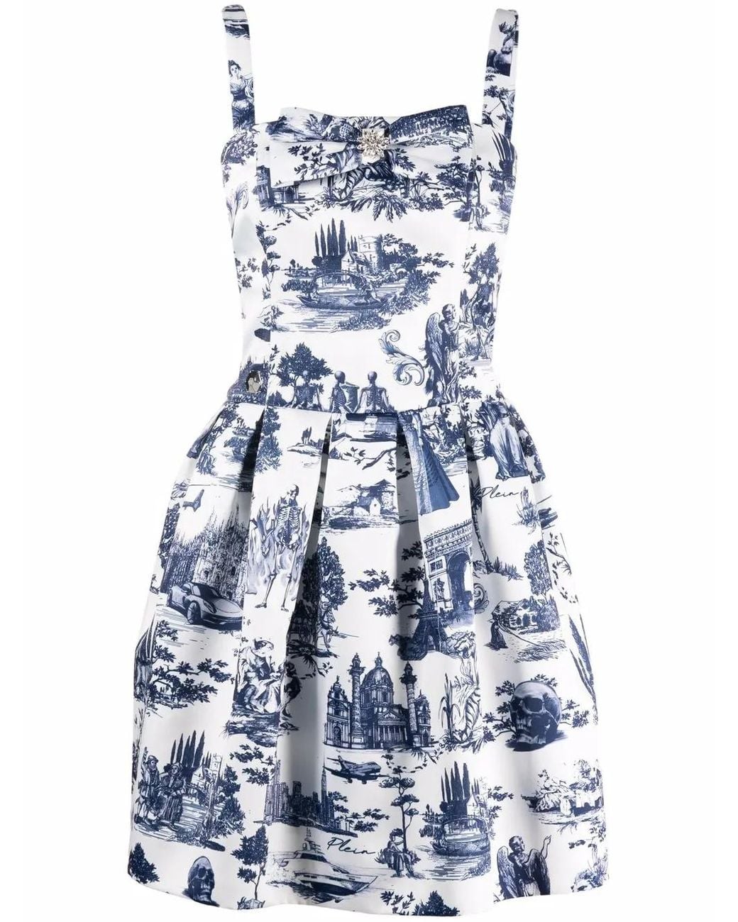 Philipp Plein Blue En Plein Air Print Mini Dress