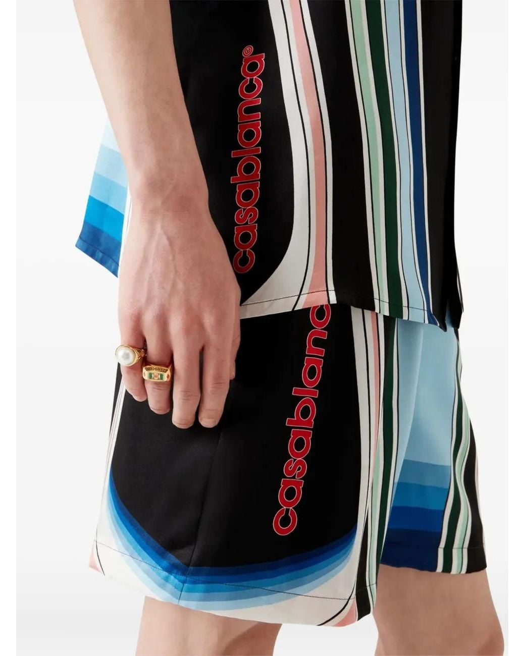 Casablanca Blue Graphic Mountain Shorts for men