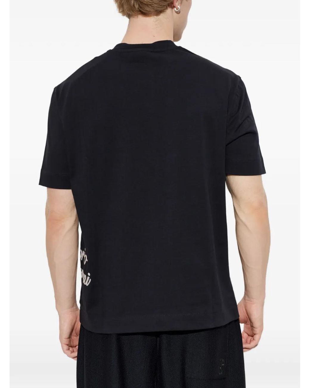 Emporio Armani Black T-Shirt À Logo Brodé for men