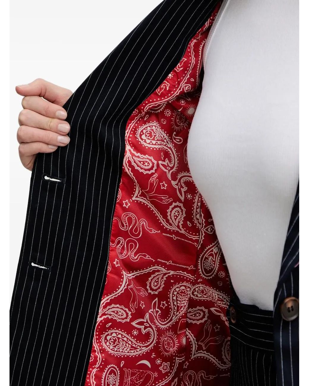 Never Fully Dressed Blue Taylor Striped Embroidered Blazer