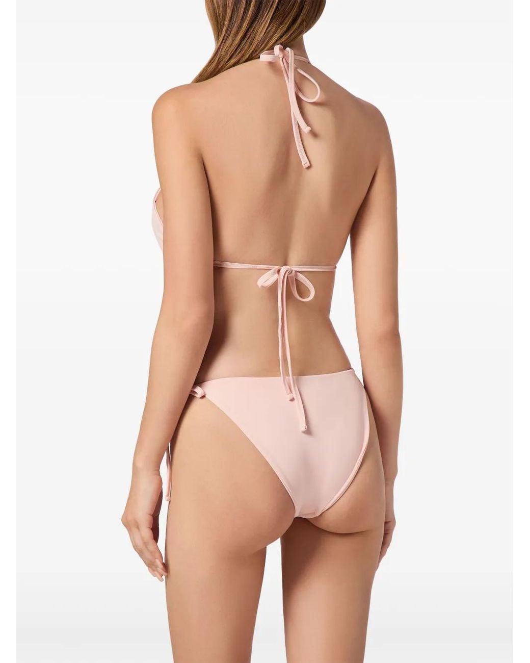 Philipp Plein Pink Logo-Plaque Bikini Set