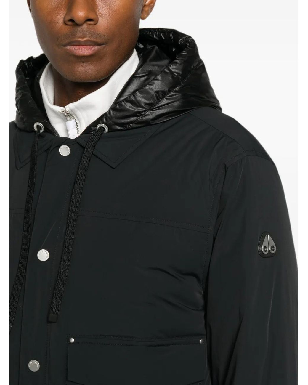 Moose Knuckles Black Hooded Puffer Jacket for men