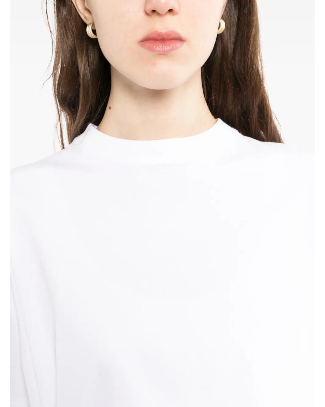 Moohong White Front Draped T-Shirt