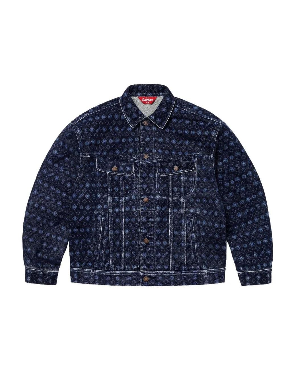 Supreme Flocked Denim Jacket in Blue for Men | Lyst