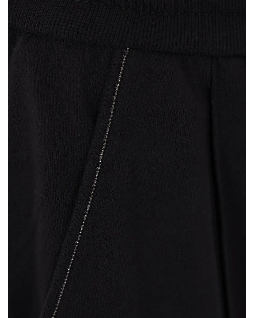 Brunello Cucinelli Blue Stretch Cotton Lightweight French Terry Track Trousers With Monili