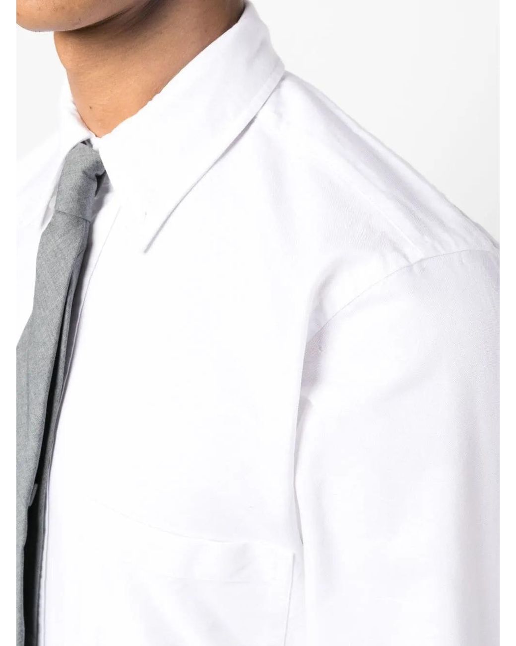 Thom Browne Button-Down Oervhemd Met Borstzak in het White voor heren